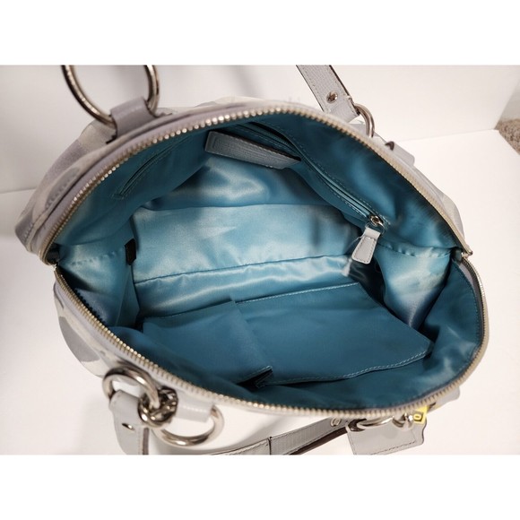 Authentic Coach Women Signature Logo Canvas Satchel Grey Fabric Silver Hardware - Picture 13 of 13